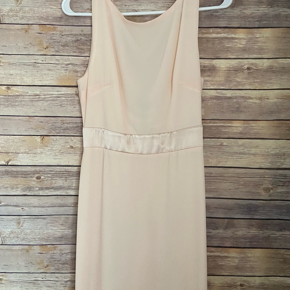 TFNC London Bridesmaid Prom Dress Blush Floor Lenth Bowed Back Size 12